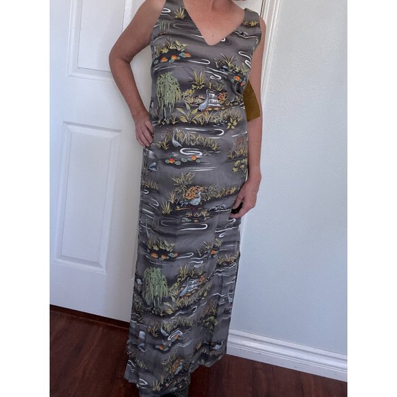 Ohana classics Dresses & Skirts - Ohana Classics Womens Hawaiian Long Dress Sz L Sleeveless Tropical Gray Bird